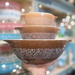 Retro Pyrex Woodland Cinderlla Mixing Bowls, Vintage Nesting Bowls, 444,442,441